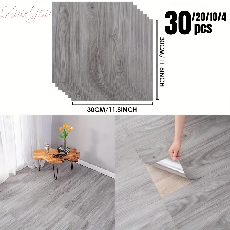 Commercial Kitchen Tiles - Thickened Self-Adhesive Floor Tiles Imitation Wood