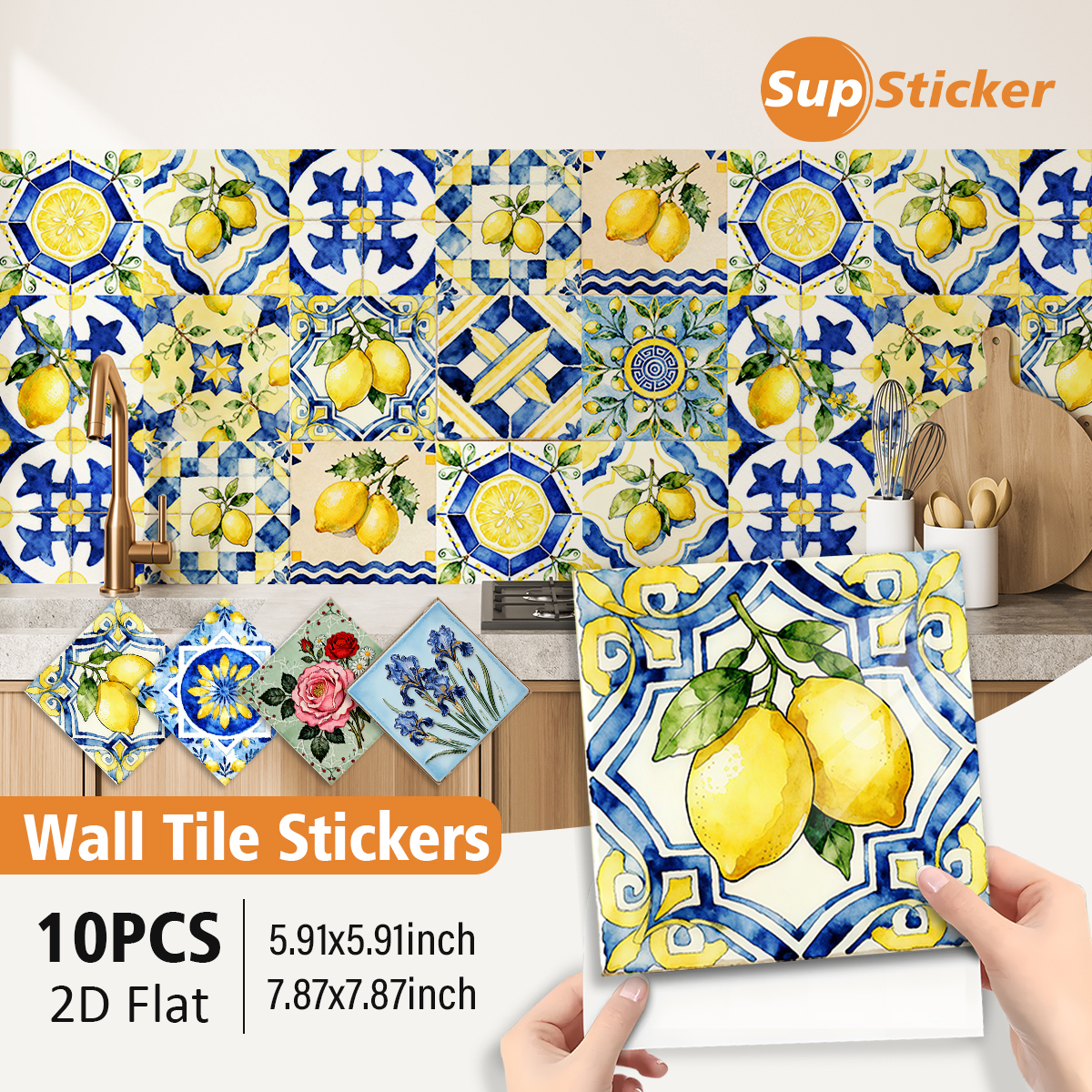 Floral Lemon Peel & Stick Wall - Commercial Kitchen Wall recension och pris