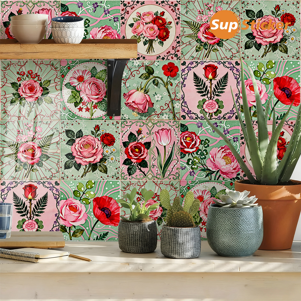 Floral Lemon Peel & Stick Wall - Commercial Kitchen Wall recension och pris