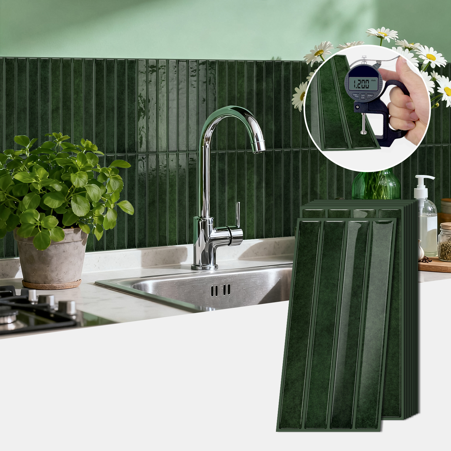 12/24/36pcs 3D Mosaic Self-Adh - Commercial Kitchen Tiles recension och pris
