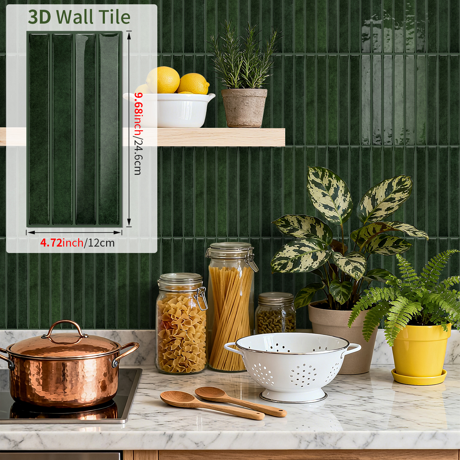 12/24/36pcs 3D Mosaic Self-Adh - Commercial Kitchen Tiles recension och pris