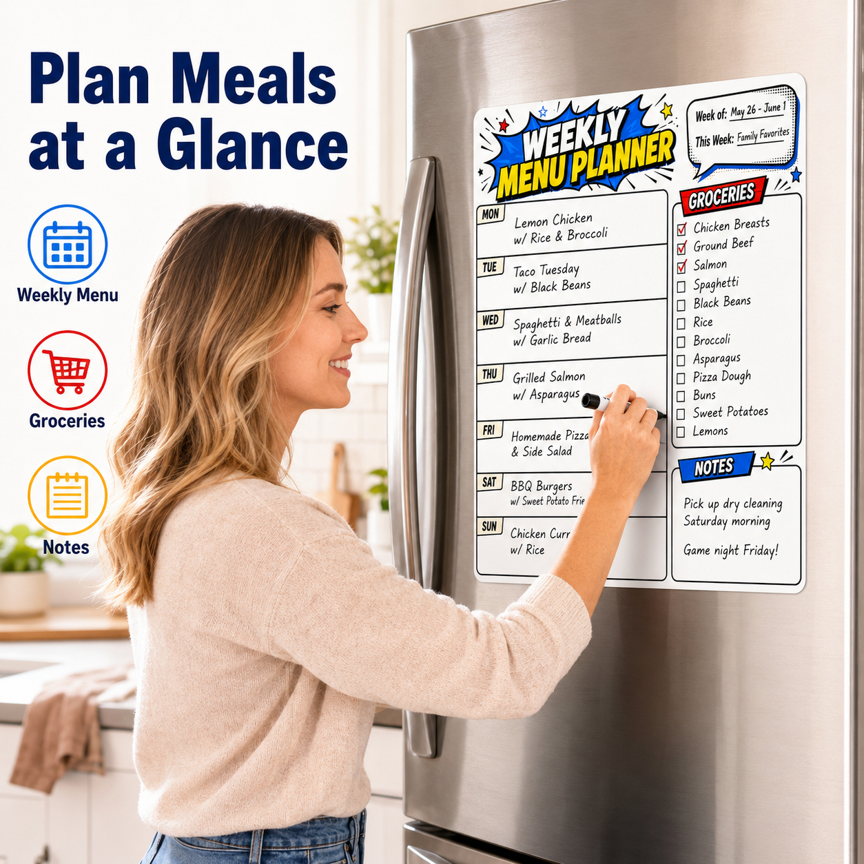 1pc Fridge Dry Erase Weekly Me - Commercial Kitchen Layout recension och pris