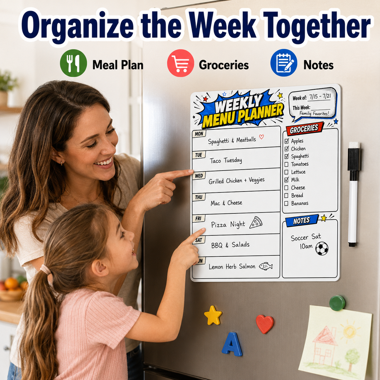 1pc Fridge Dry Erase Weekly Me - Commercial Kitchen Layout recension och pris