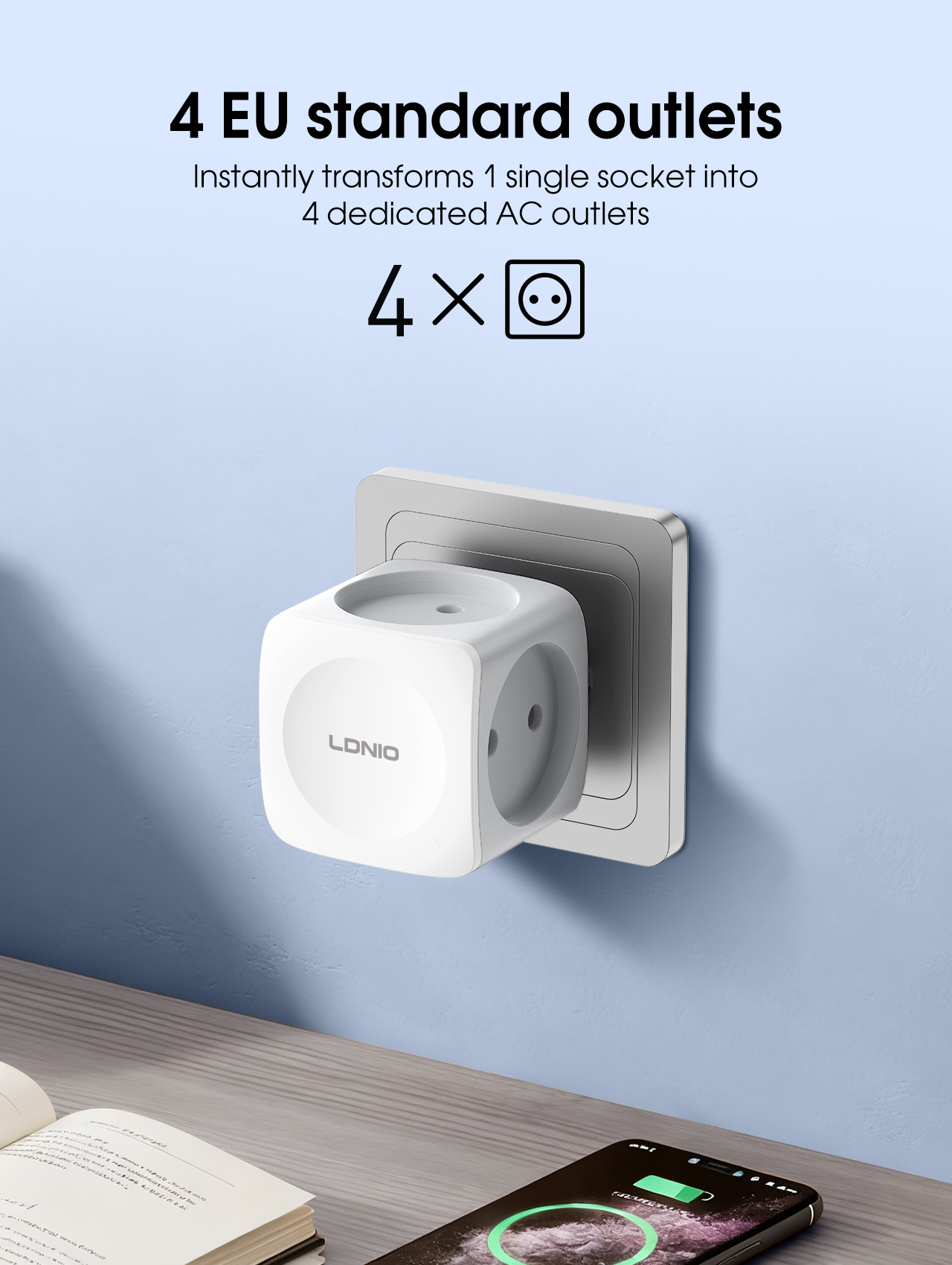 LDNIO 4 EU Outlet Power Cube,  - Commercial Kitchen Outlets recension och pris