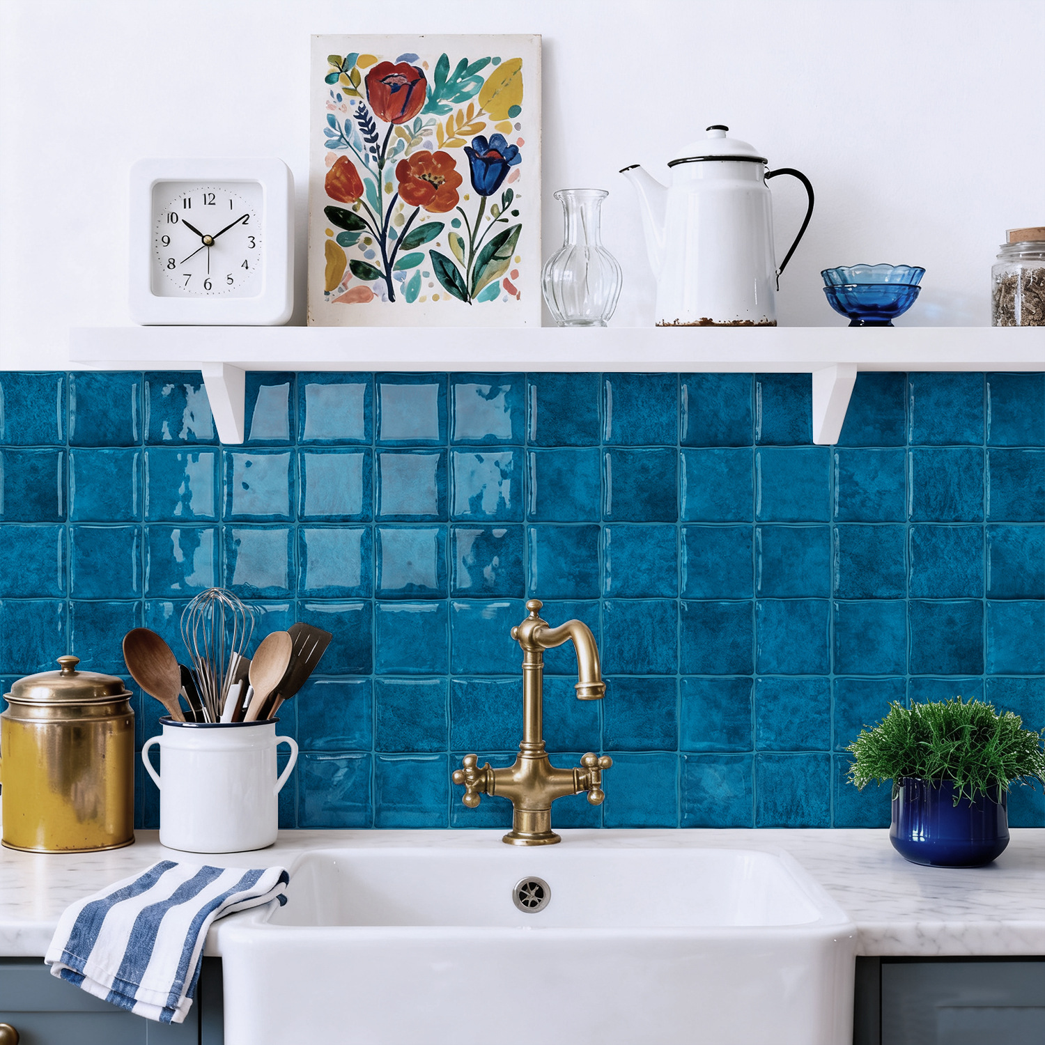 10pcs  Pure Color Tile Self-Ad - Commercial Kitchen Wall recension och pris