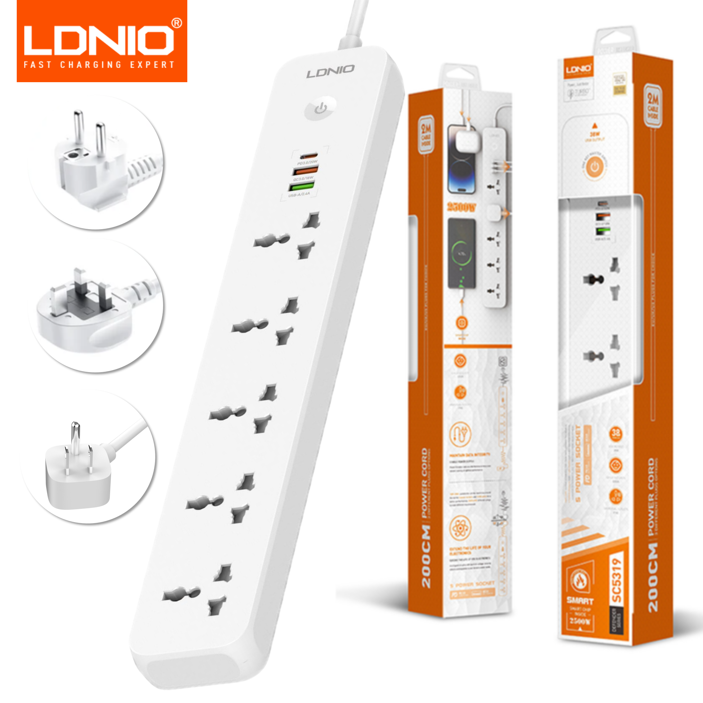 LDNIO 2500W Power Strip with 5 - Commercial Kitchen Outlets recension och pris