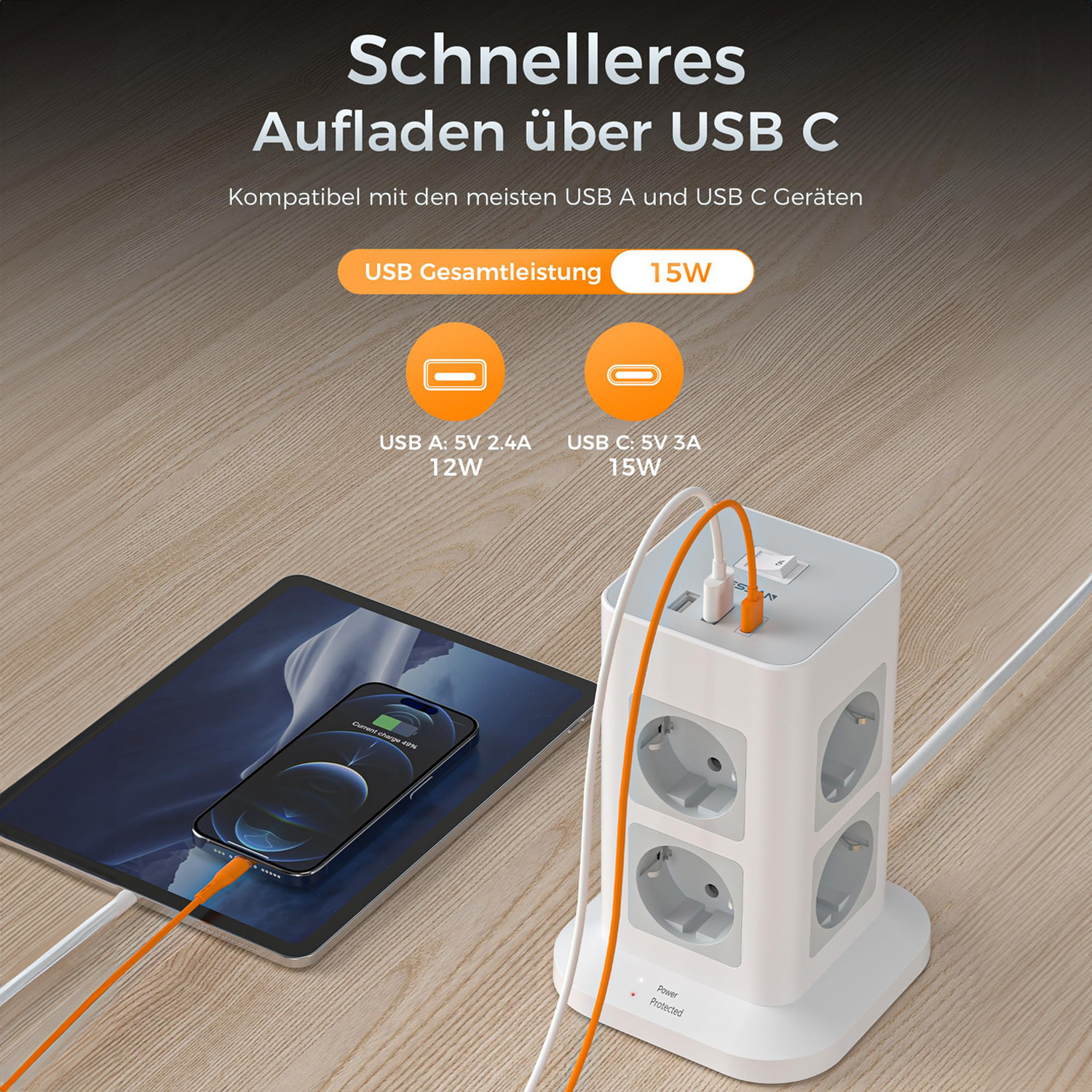 TESSAN Tower Power Strip Multi - Commercial Kitchen Outlets recension och pris
